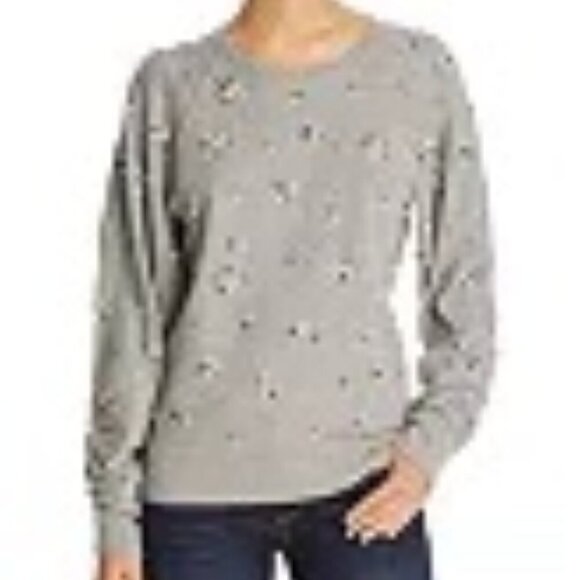 Joie Jesiah Embellished Faux Pearl Pullover Sweatshirt Size - Large - Picture 2 of 11